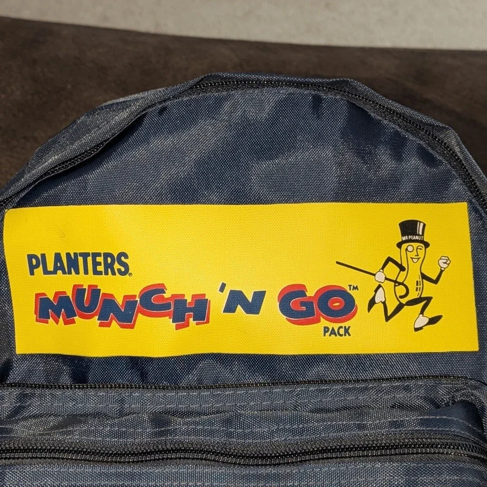 Vintage Planters Peanuts Munch n Go Pack Radio Backpack Mr‎ Peanut Navy Blue